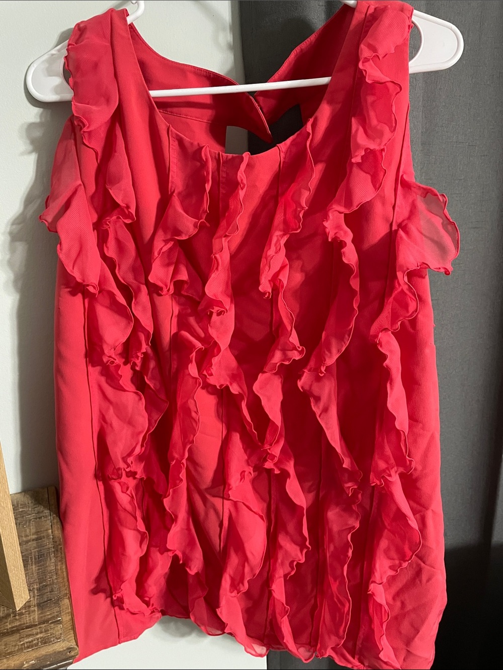 Cato Woman Coral Red Sleeveless Ruffle Blouse
